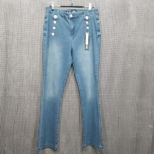 Zoe + Phoebe Womens Jeans High Rise Slim Boot Sailor Button 12 Blue